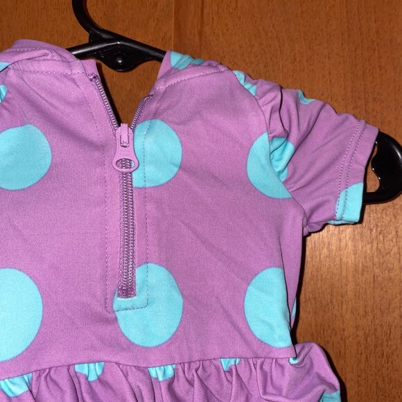 BabyGap Purple & Blue Polka Dot Ruffle Swimsuit 0-3 Months - Picture 2 of 6
